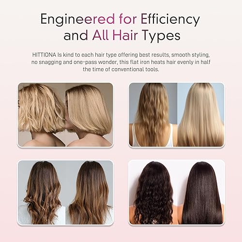 Miniatura 6 de Plancha plana para el cabello  Plancha plana iónica infrarroja de cerámica de 1.75 pulgadas con calentamiento rápido 5s, estilo antiencrespamiento