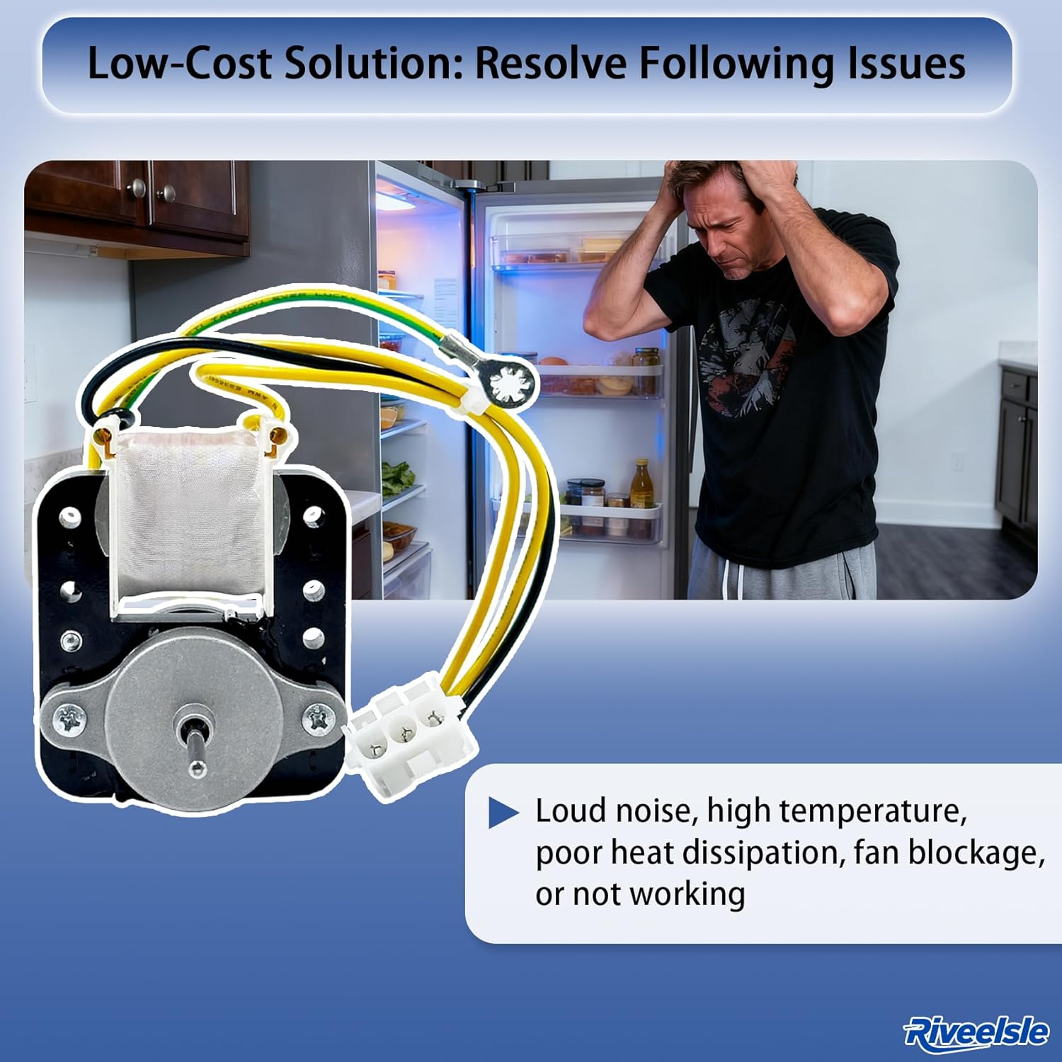 Upgraded WR60X10168 Refrigerator Condenser Fan Motor, for Some GE Hotpoint Kenmore Refrigerators, Replaces WR60X10018 WR60X10021 WR60X10028 WR60X10061 WR60X10153 PS967022 AP3855309