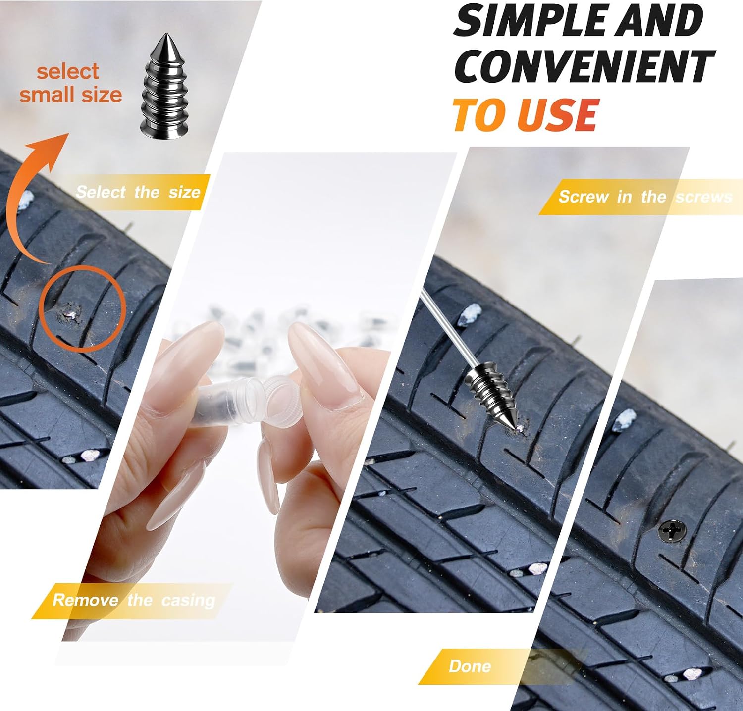 Morcheiong 30 Pcs Tire Repair Rubber Nail Kit Self-Tapping Tire Repair Screws Suitable for Motorcycles Trucks Cars Other Vacuum Tire Vehicles