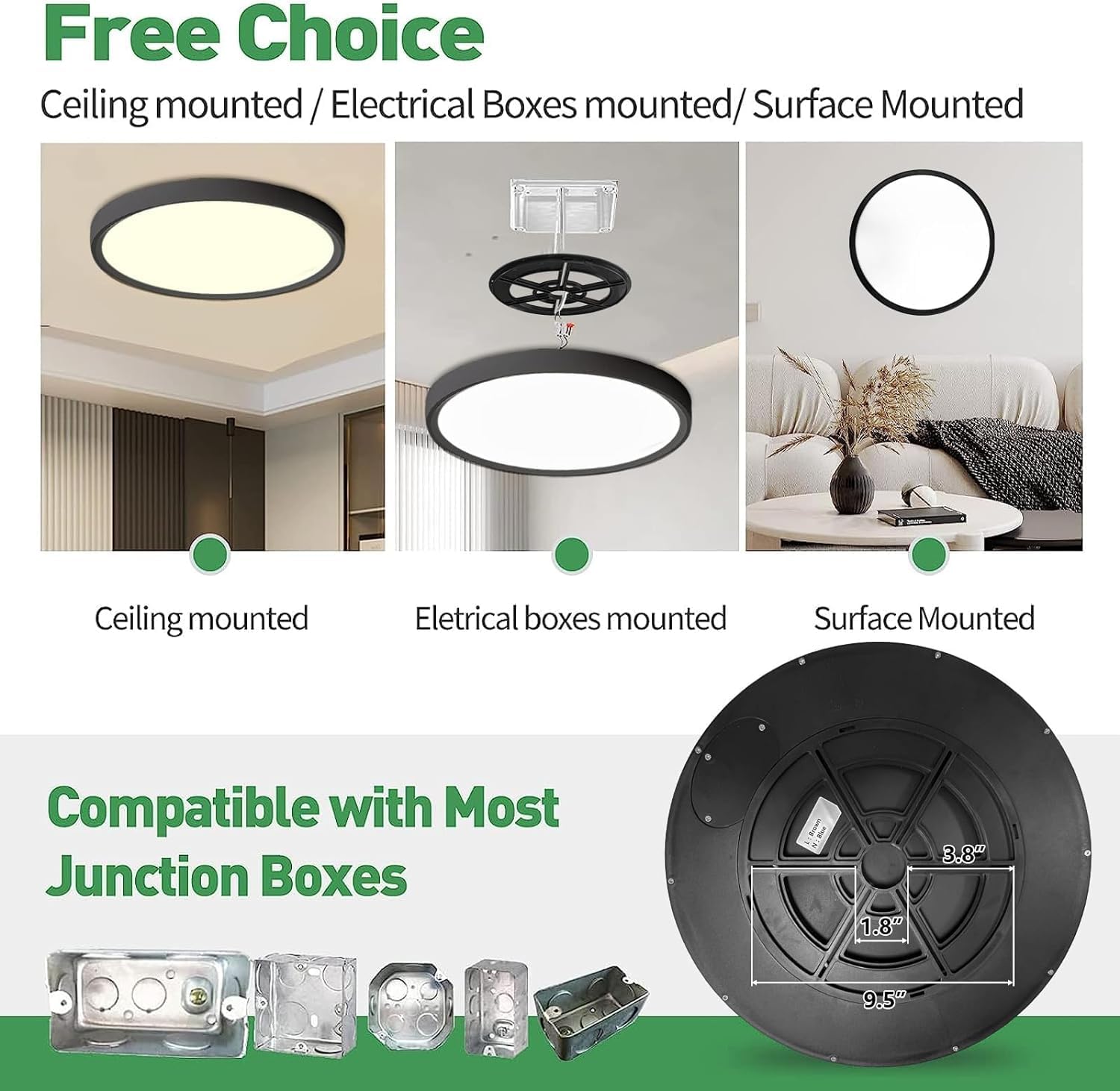 4PK 15.8 Inch Black LED Flush Mount Ceiling Light, 32W, 3480LM, 3000K/4000K/6000K CCT Selectable, Round Flat Panel Light Low Profile Ceiling Light Fitures for Hallway, Kitchen, Bedroom, Laundry Room