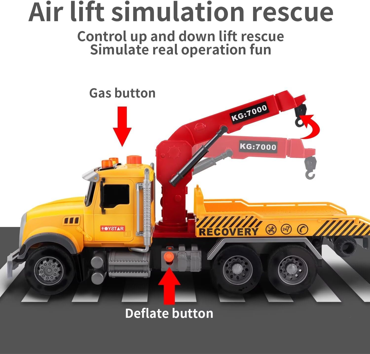 Dwi Dowellin Kids Toys for 3 4 5 6 7 Years Old Boys, 15 Large Tow Truck Toy,Friction Powered Transport Truck Crane Toy with Lights and Sounds,with Roadster,Toddlers Gifts