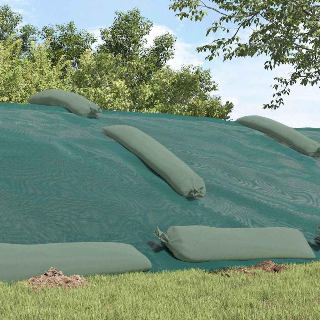 Cubierta de silo, verde, 10 x 5 m, HDPE, resistente a los rayos UV, para cría de animales, agricultores, animales de granja, protección para comederos e higiene en exteriores