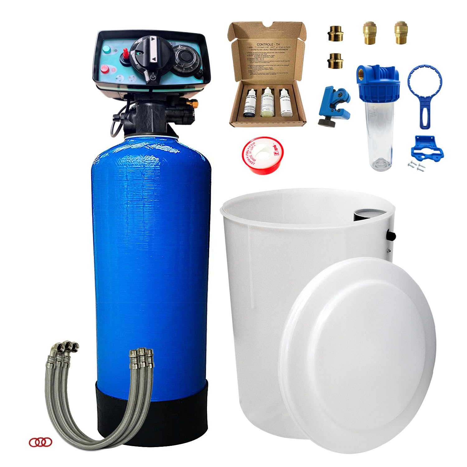 Descalcificador Bi-bloques 50l Toodo Fleck 5600 Mecánico Con Kit De Instalación Descalcificador De Agua Domestico