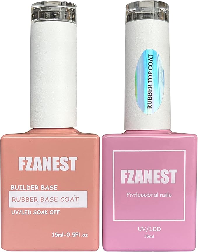 FZANEST Rubber Base Gel and Rubber Top Coat Kit For Nails,Long Lasting