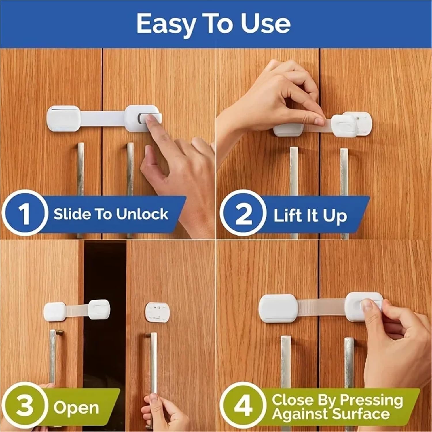 20pcs Cabinet Locks Child Safety Strap Locks Baby Locks for Cabinets and Drawers, Toilet, Fridge Adhesive Pads