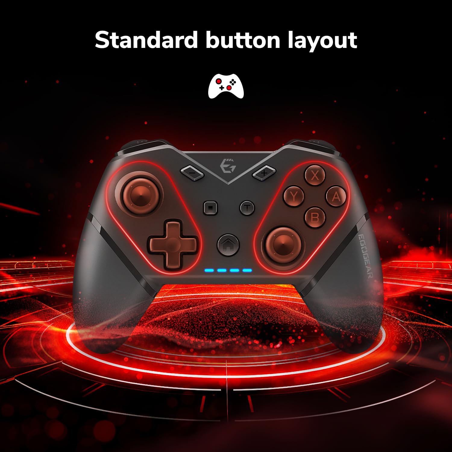 EgoGear - Mando inalámbrico SC20 Negro para Nintendo Switch, Switch OLED, PS3 y PC - Indicador de carga y número de jugador - Diseño ergonómico - 550mAh