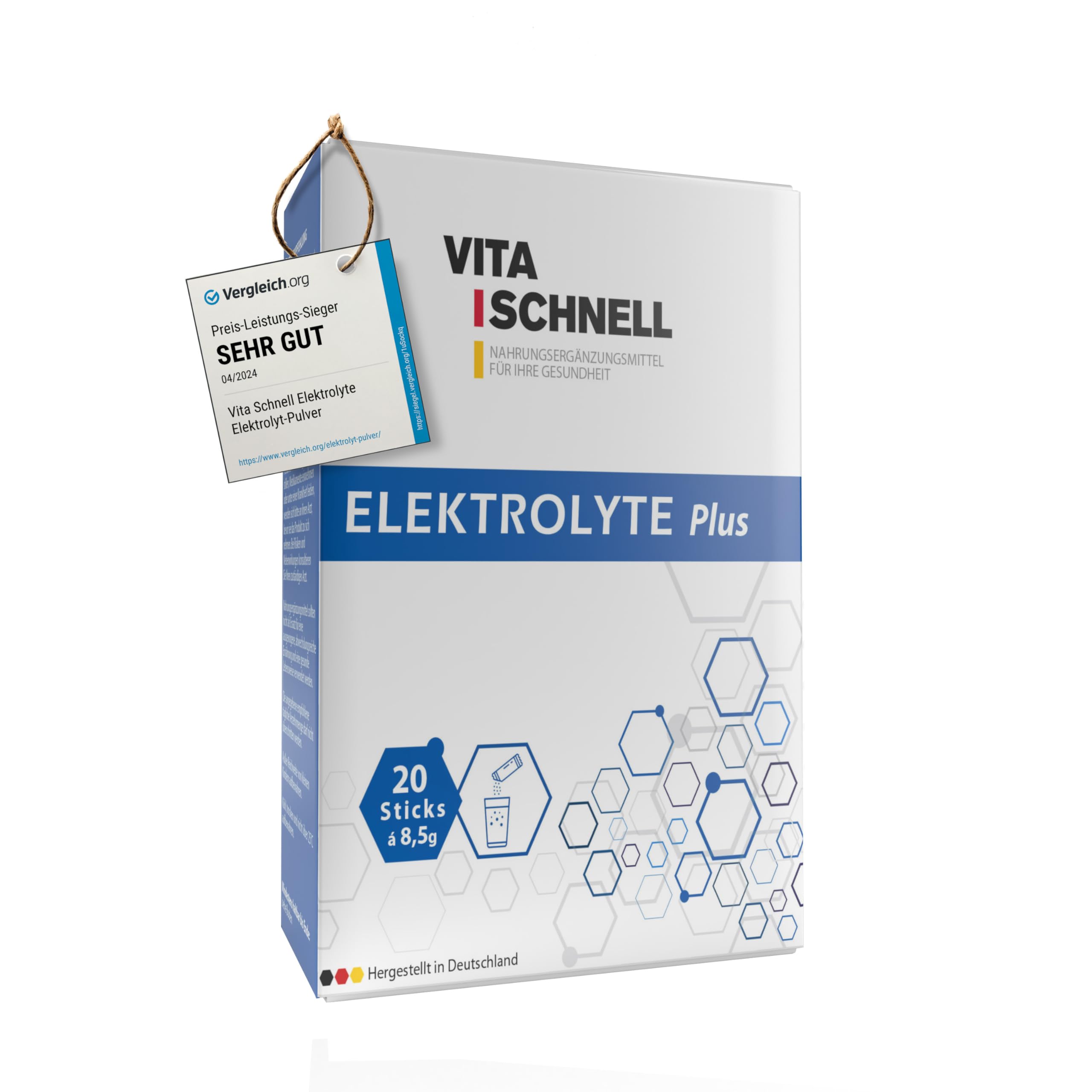 DPG DELNAVA PHARMA GMBHVita Fast Electrolyte Plus Solution for Hydration in Salt and Water Loss of the Body, After Diarrhoea, Alcohol Consumption or Sports - 20 Sticks of 8.5 g