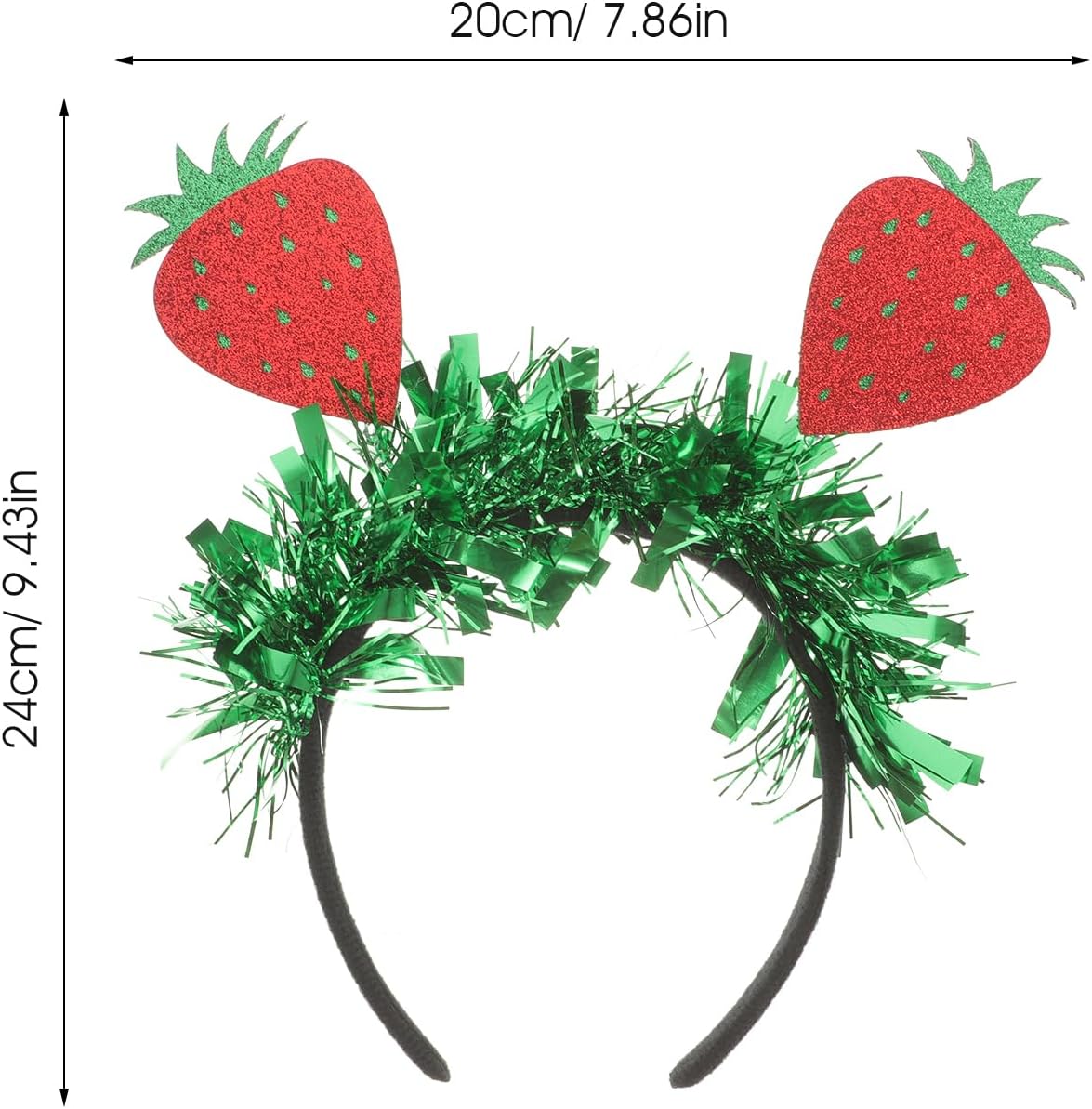 Women Girl Strawberry Headbands Glitter Tinsel Fruit Headband Valentines Easter Party Boppers Hair Accessories 7.87 x 9.44 x 1.96 inch