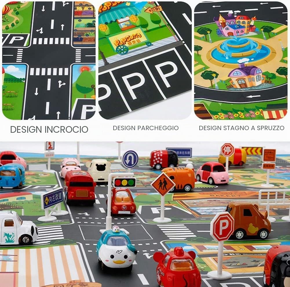 Tappeto giocattolo(39 * 51in/100 * 130cm) tappetino da gioco in PVC per bambini, tappetino da gioco in plastica impermeabile