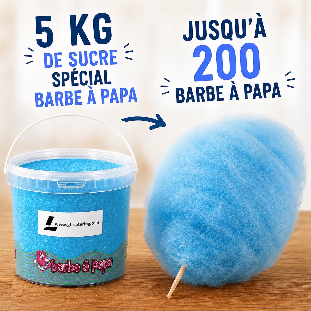 Sucre pour barbe à papa goût vanille - 5 kg - Fabriqué en France