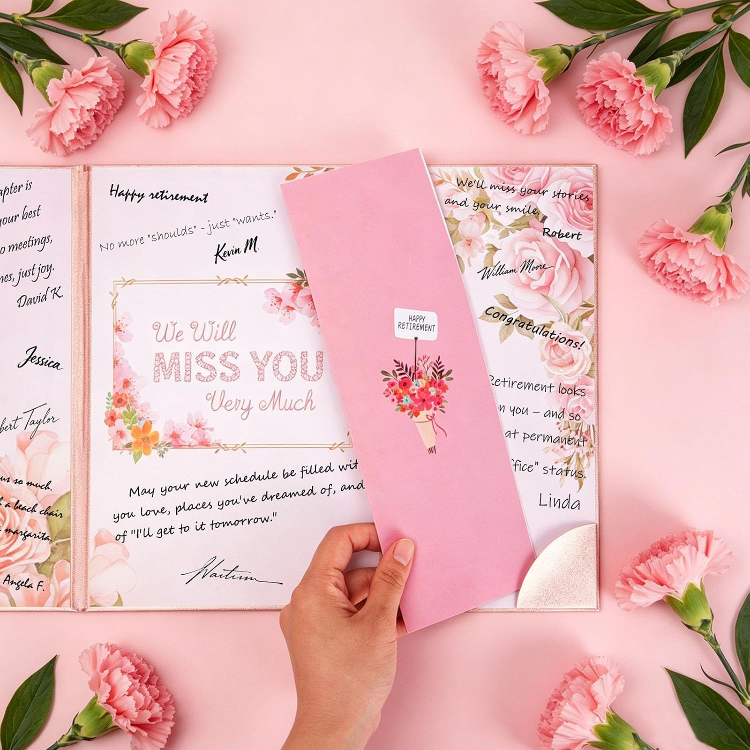 PPRAFDD Farewell Guest Book Alternative, Rose Gold Retirement Signature Card for Women