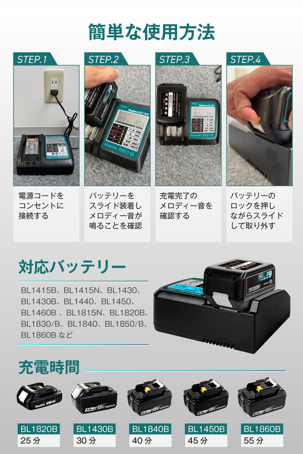 Amazon.co.jp: 嵐神 マキタ 互換充電器 MAKITA MKT PSE認証済 DC18V