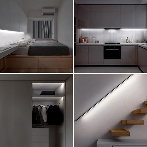 Miniatura 6 de LUXJET - Tira de luces LED recargables para gabinetes, tira de luces LED con sensor de movimiento blanco frío de 2M para dormitorio, cocina, debajo
