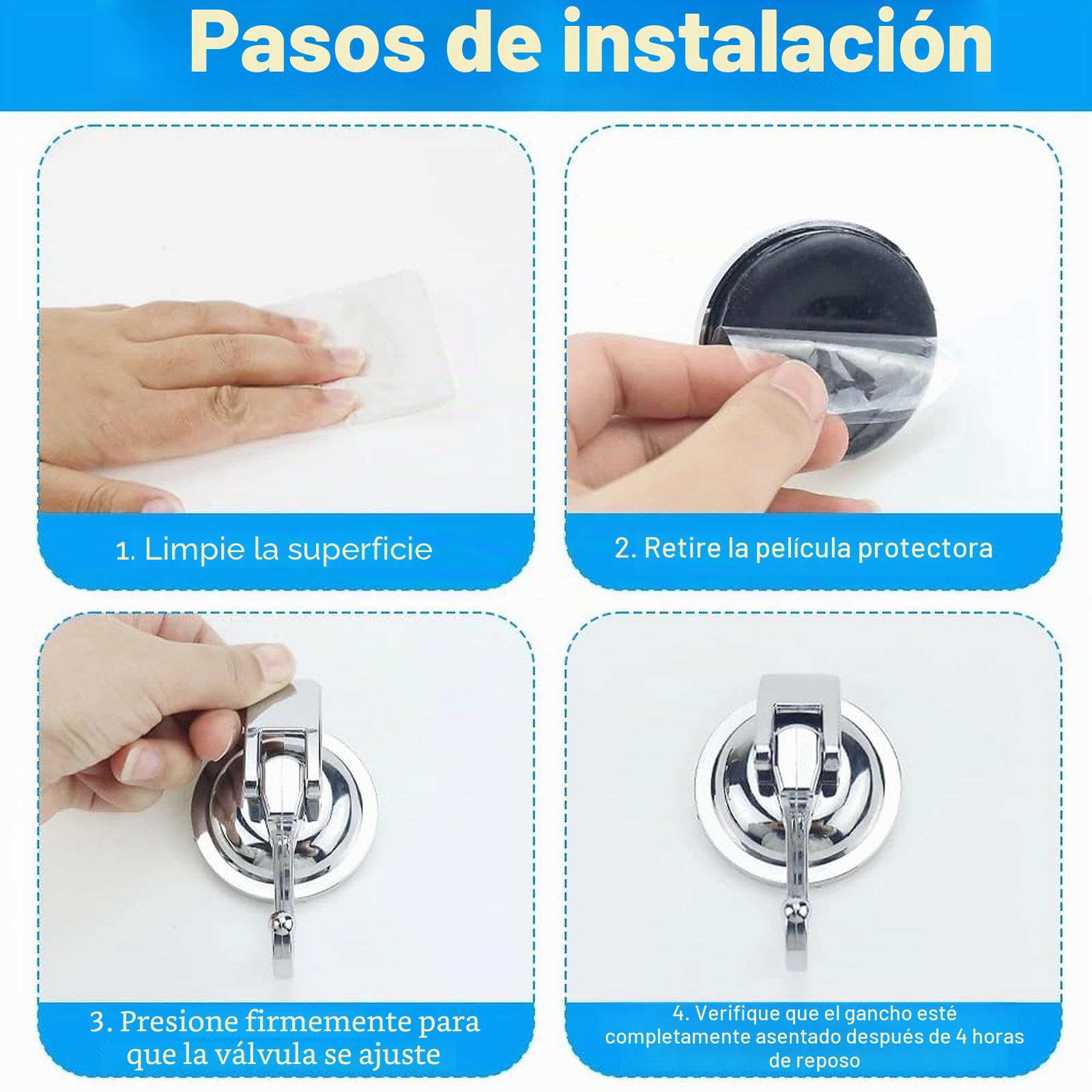 Ganchos Ventosa para Pared Baño, 3 Piezas Gancho Ventosa Vacio Sin Agujeros Ganchos Ventosa Súper Fuerte Ganchos Pared Puerta Impermeable Ganchos Succion de Plástico para Colgar Toallas Cocina Ducha