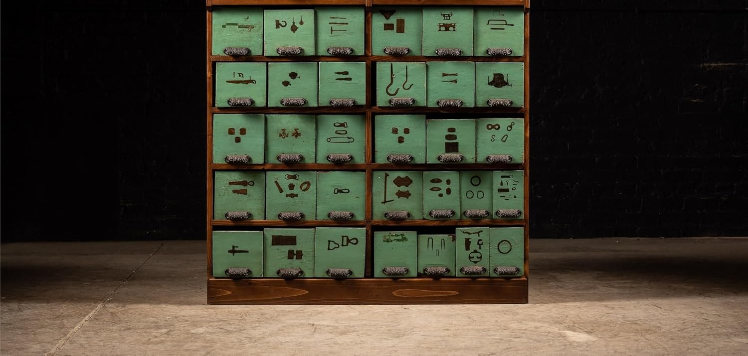 Small Parts Cabinet for Home Office, Easy Assembly(BROWN)