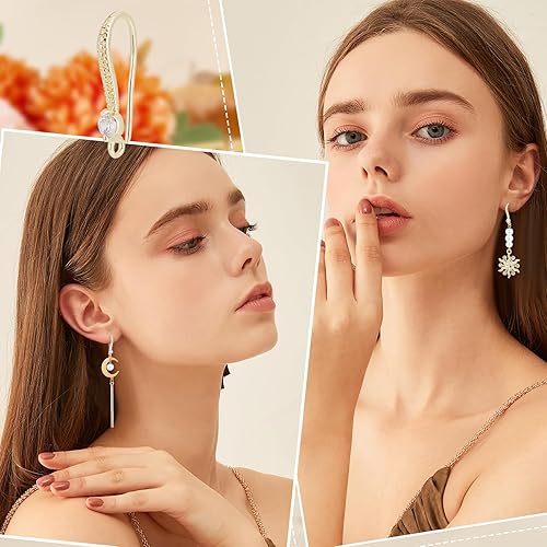 Miniatura 5 de Beebeecraft 1 caja de 40 piezas de aretes franceses chapados en oro de 14 quilates con circonita para aretes colgantes con lazo para hacer joyas