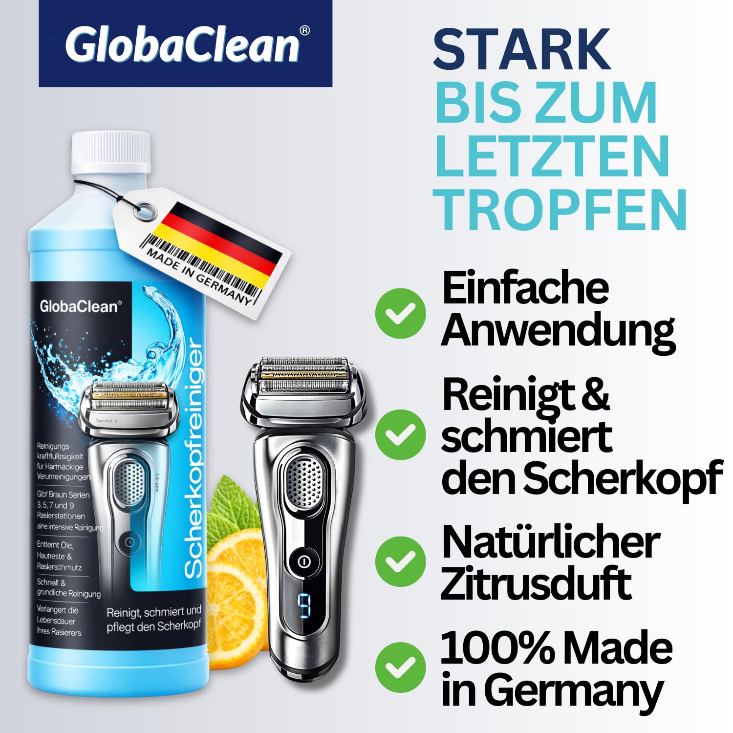 Scherkopfreiniger Nachfüllflüssigkeit - Kompatibel für Braun Clean & Renew Reinigungskartuschen - Braun Reinigungskartuschen Series 9 - Scherkopfreiniger für Braun Reinigungskartusche 2x 1L