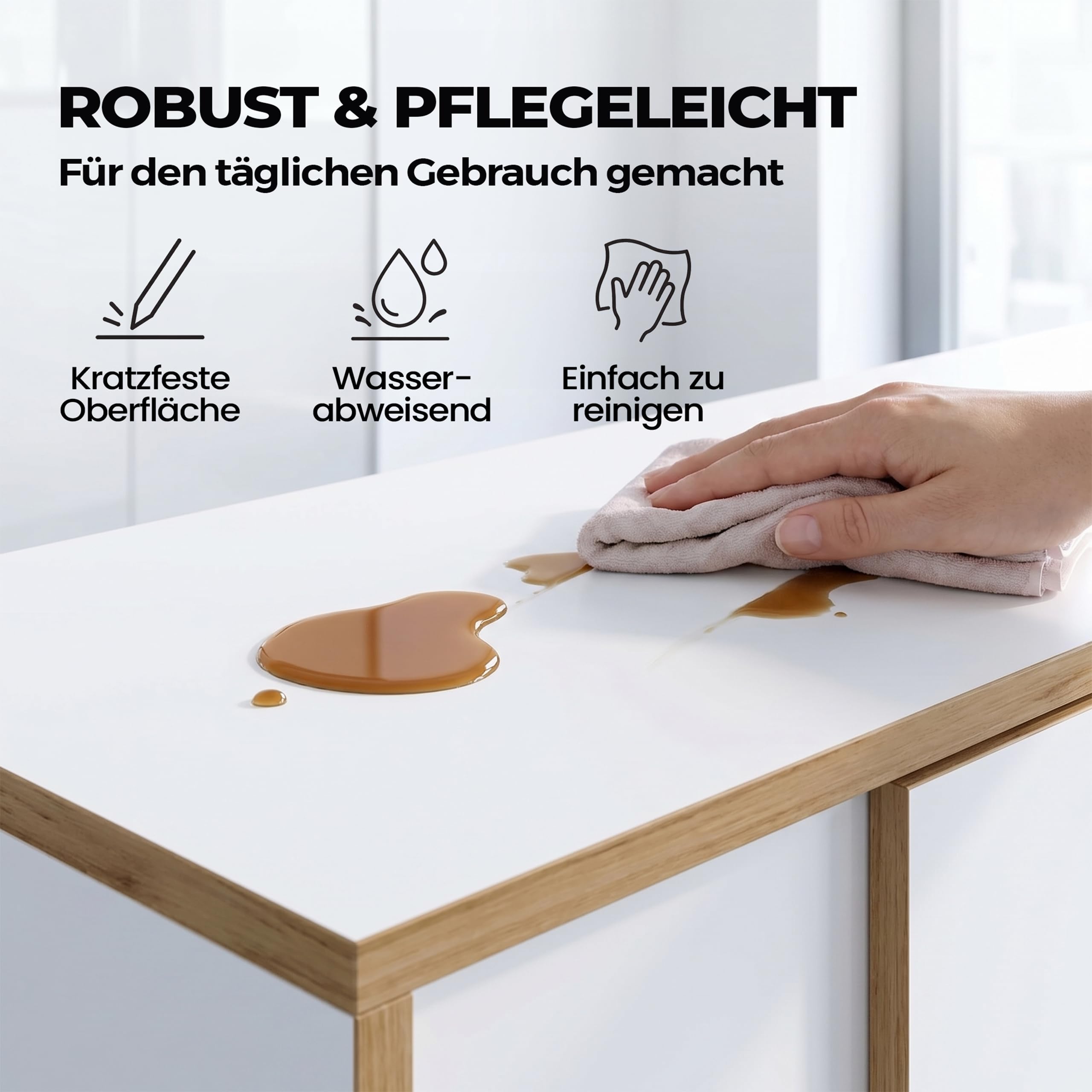 VCM Büroschrank mit 2 Fächern | moderner Aktenschrank mit Schiebetüren | Maße ca. H. 74 x B. 100 x T. 37 cm– Salia 2-Fach