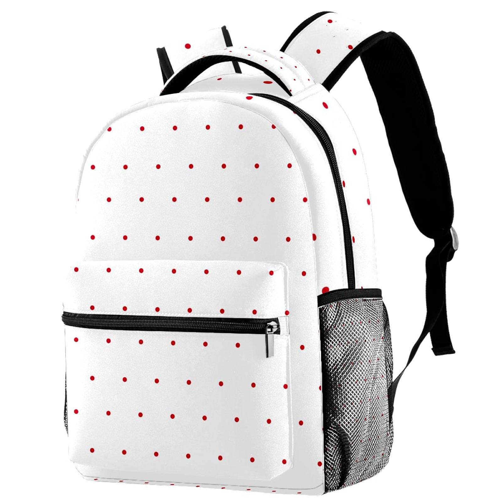 Sac à dos de voyage à pois rouges avec porte-bouteille pour le campus