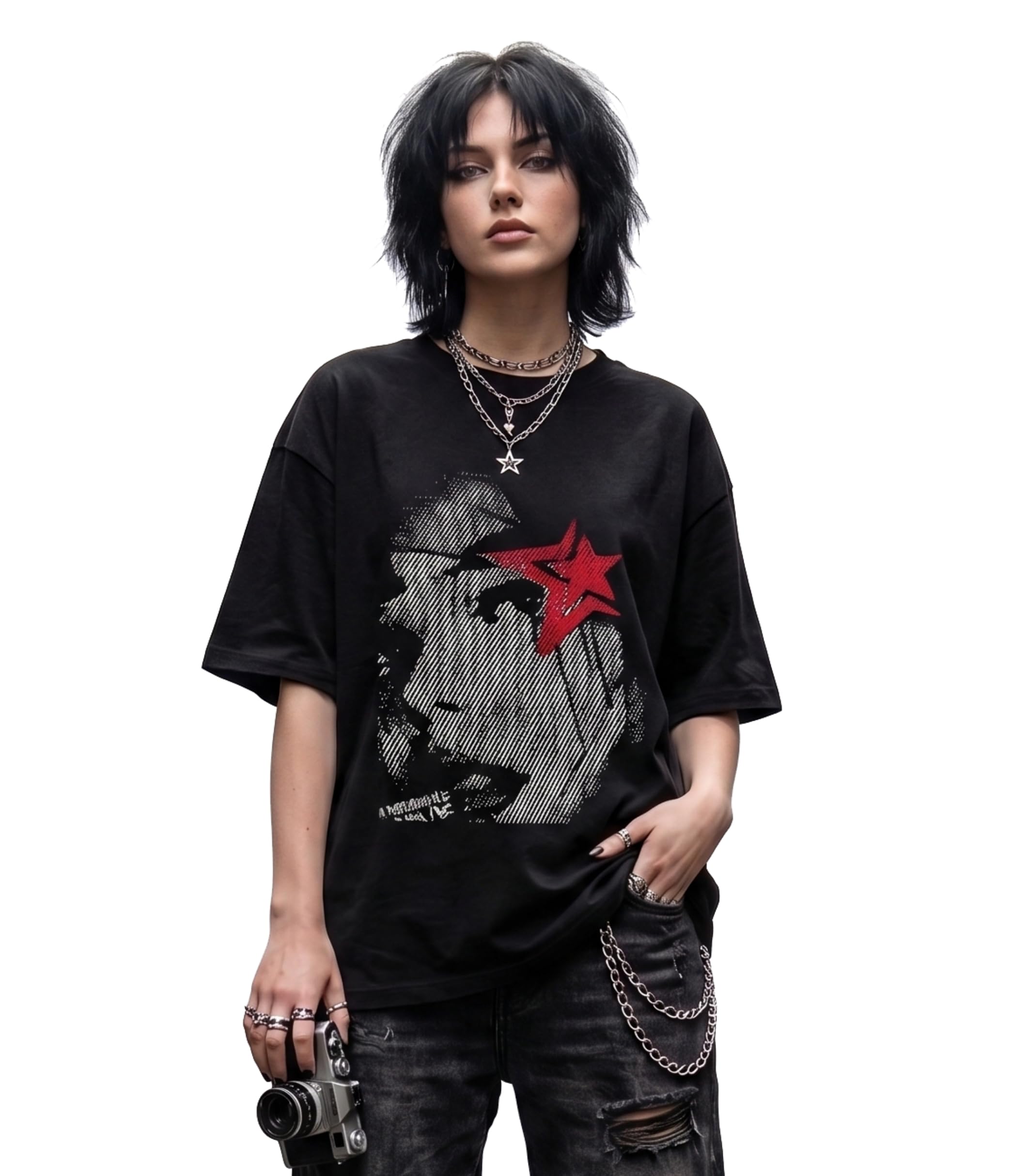rocky fab Black Oversized T Shirt for Men and Women Premium Heavy Gauge Cotton Drop Shoulder Baggy Streetwear T-Shirt-picture-24
