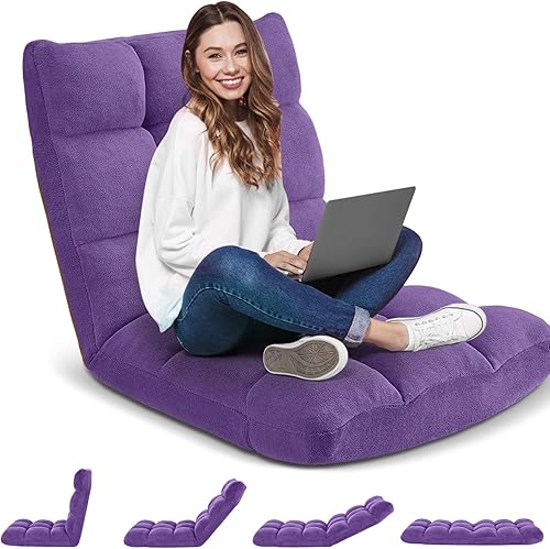 Avocahom Silla plegable para juegos de suelo de 14 poisciones, acolchada, ajustable, sofá perezoso con algodón transpirable y franela agradable al