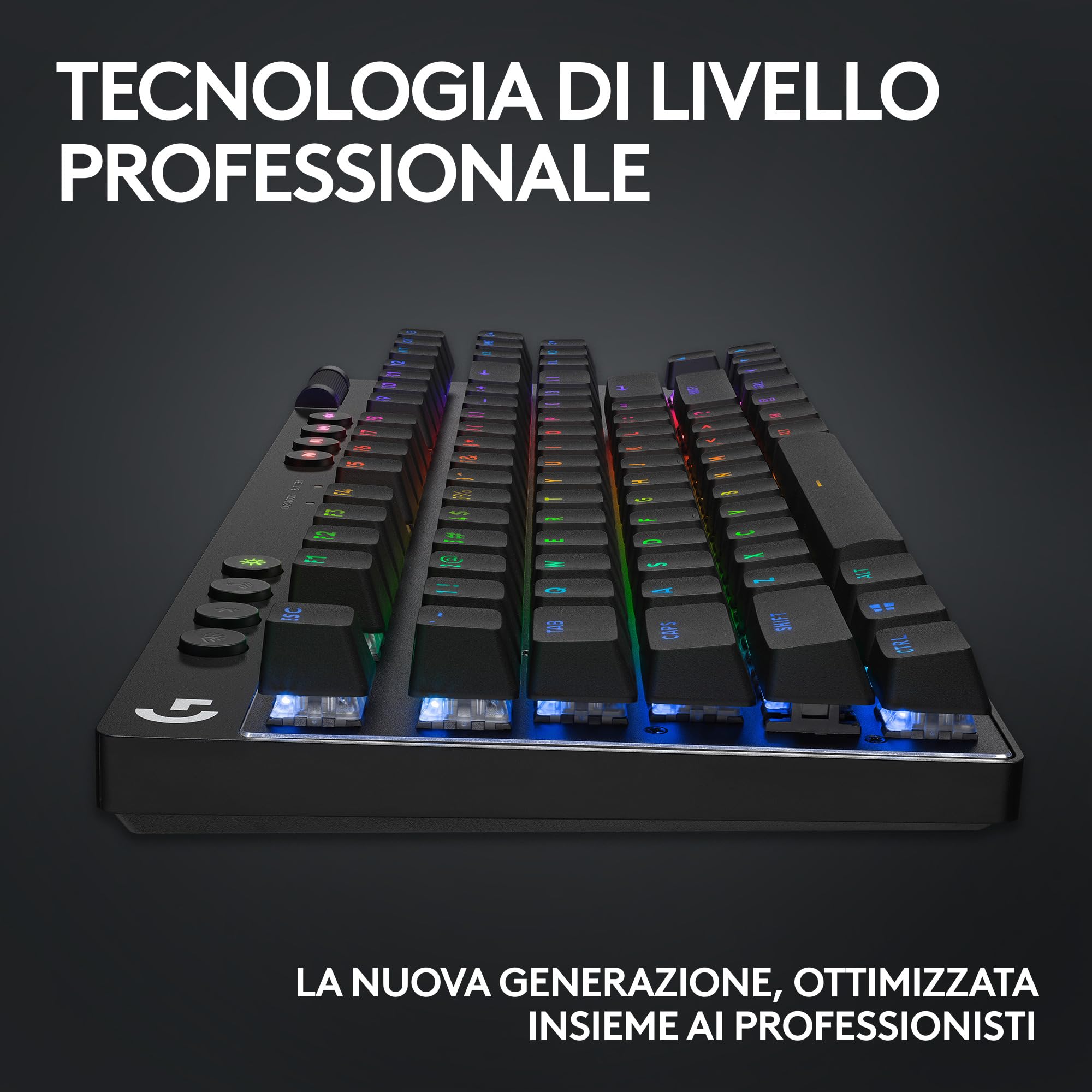 Logitech G PRO X TKL LIGHTSPEED tastiera gaming wireless | Design ultraportatile senza tastierino, LIGHTSYNC RGB, tasti PBT, switch tattili GX Brown, Italiano QWERTY, PC - Nero