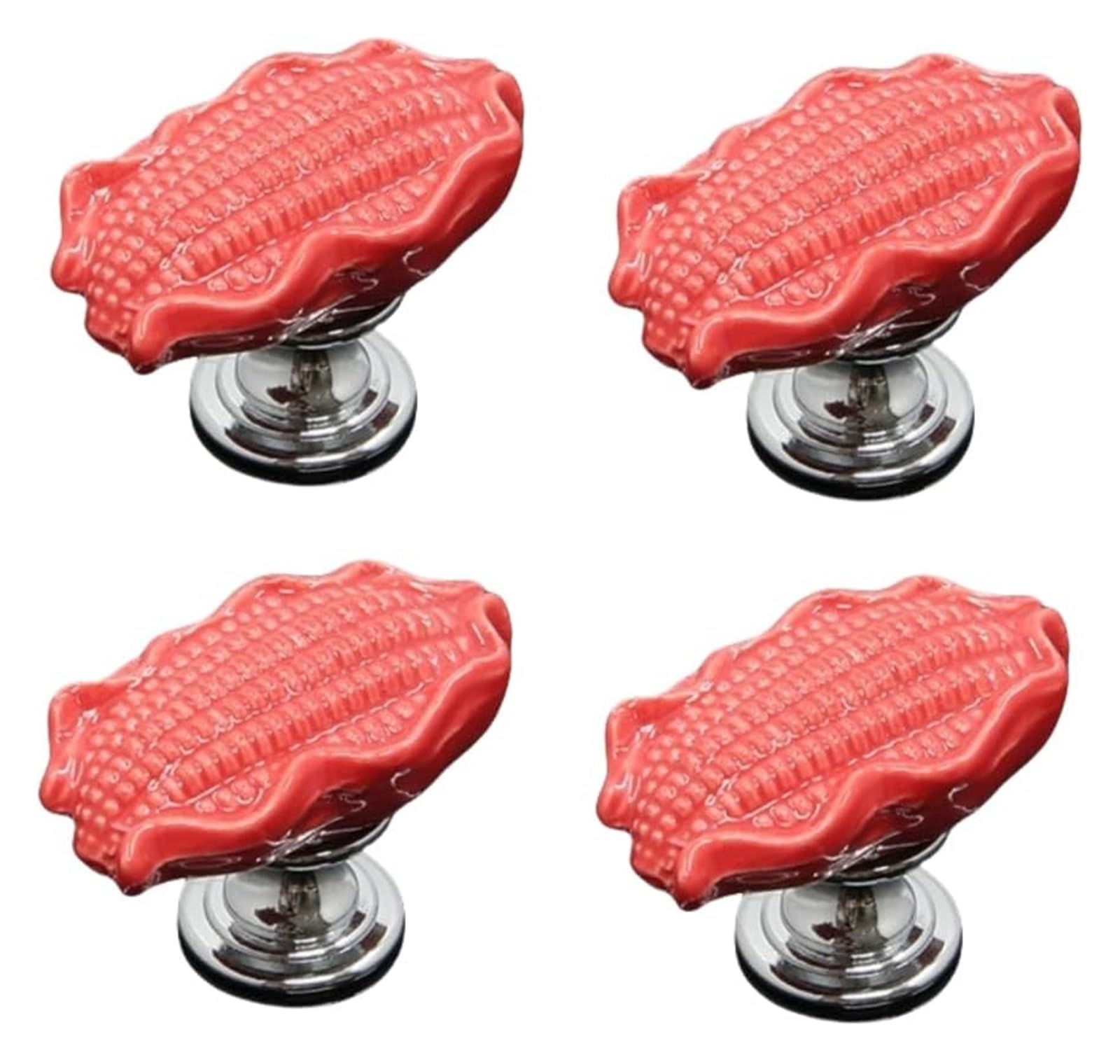 Enmrfvkz Red Ceramic Cupboard Drawer Handle Knobs, Ceramic Zinc Alloy Drawer Knobs Multicolor 49X36x31mm 4 Pcs(Red)