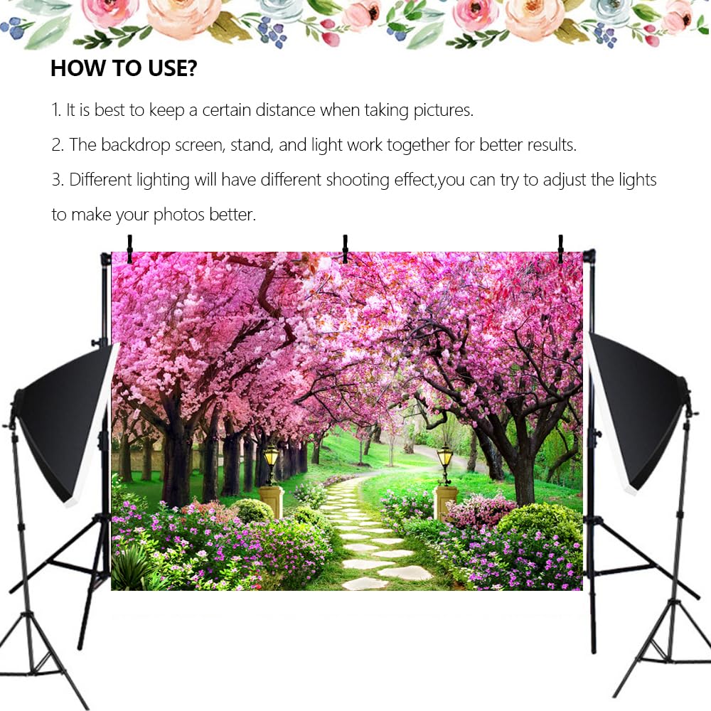 Amazon.com : 7x5ft Cherry Blossom Tree Backdrop Forest Path