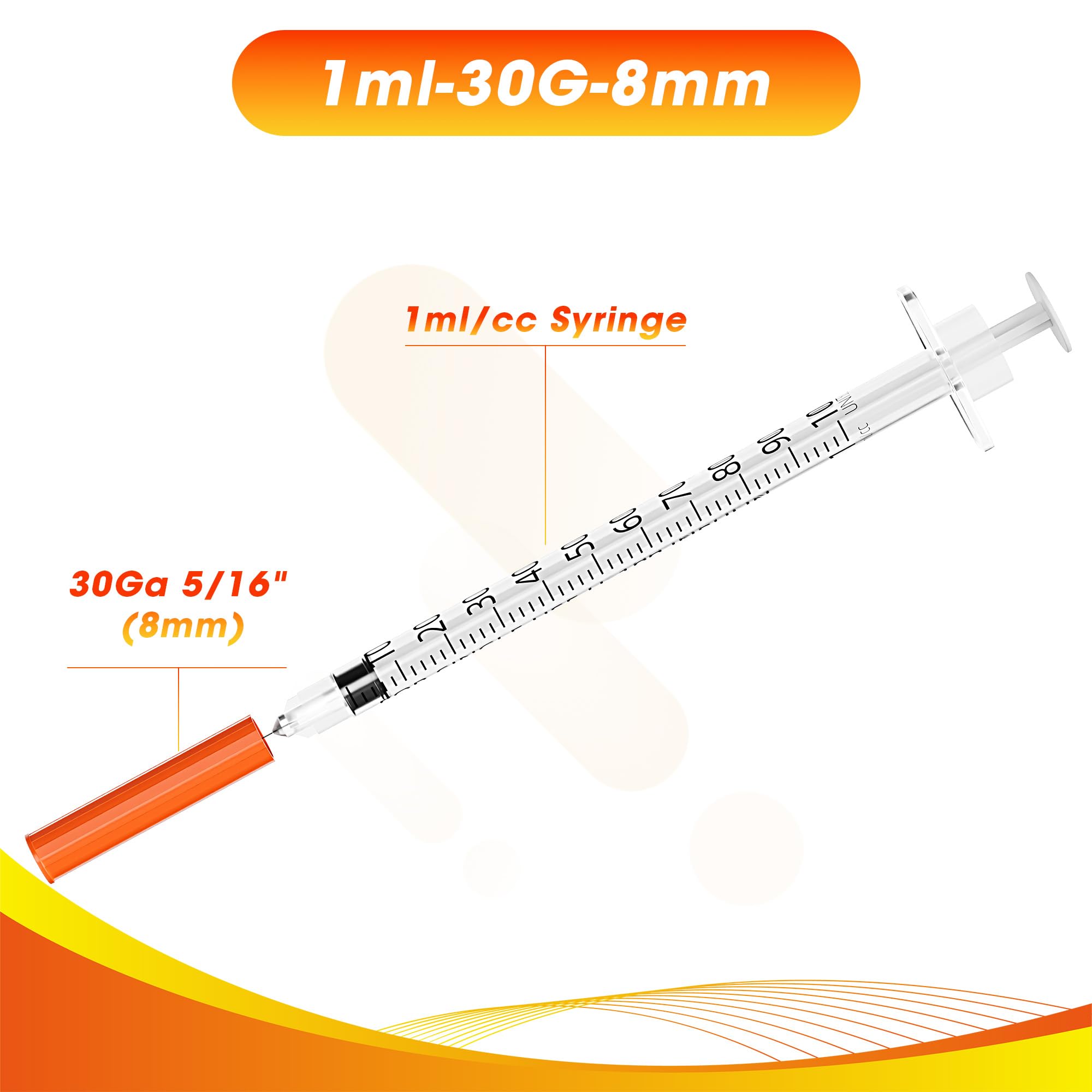 Strzykawka 1 ml/cc 30G 5/40.6 cm 8 mm, jednorazowe opakowanie pojedyncze, opakowanie 100 sztuk
