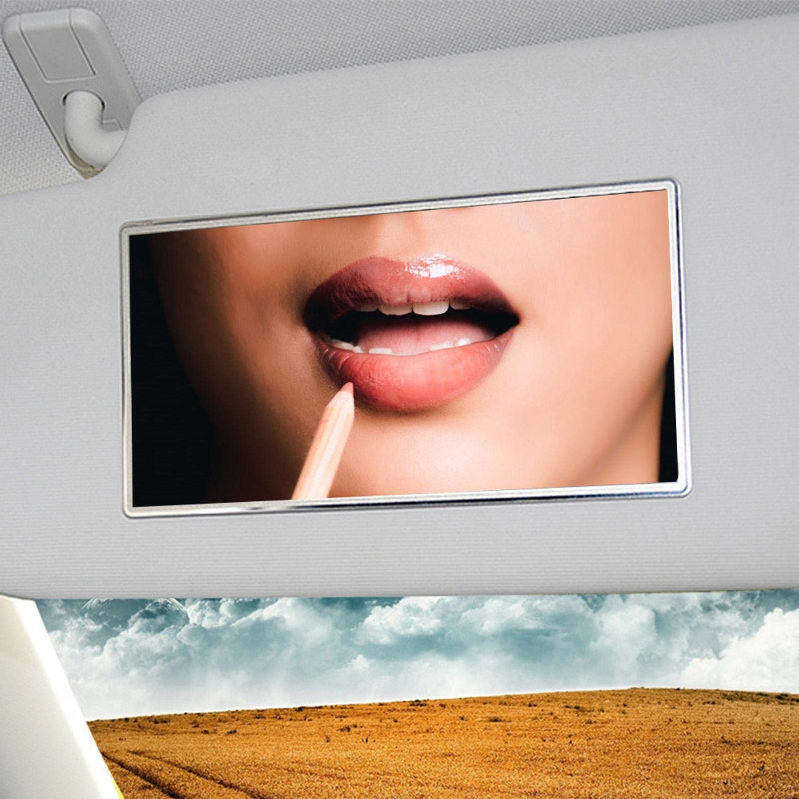 bozitian Car Visor Mirror, Car Cosmetic Mirror, Visor Vanity Mirror Stainless Steel Portable Sun-Shading Makeup Car Universal Practical Car Interior