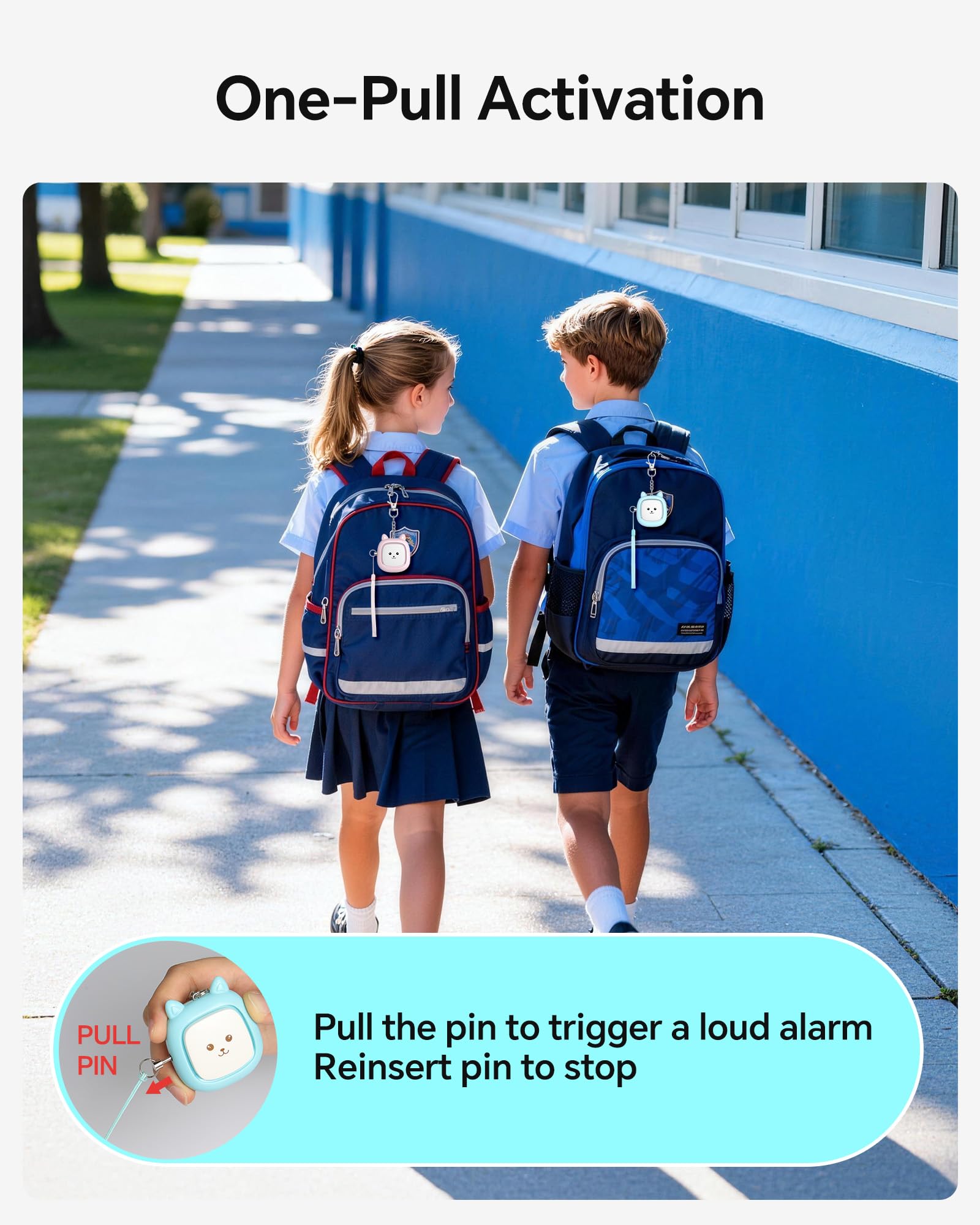 Safe Sound Persönlicher Alarm, 130 dB laute Sirene Song Notfall Selbstverteidigung Sicherheitsalarm Schlüsselanhänger mit LED-Licht, Sicherheit für Frauen, Männer, Kinder, ältere Menschen, blau/rose