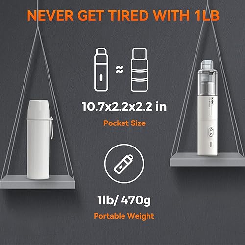 Miniatura 5 de Generic Aspiradora de bolsillo para automóvil, oficina y hogar, mini aspiradora de mano inalámbrica, portátil, blanco, tiempo de ejecución de 13 a