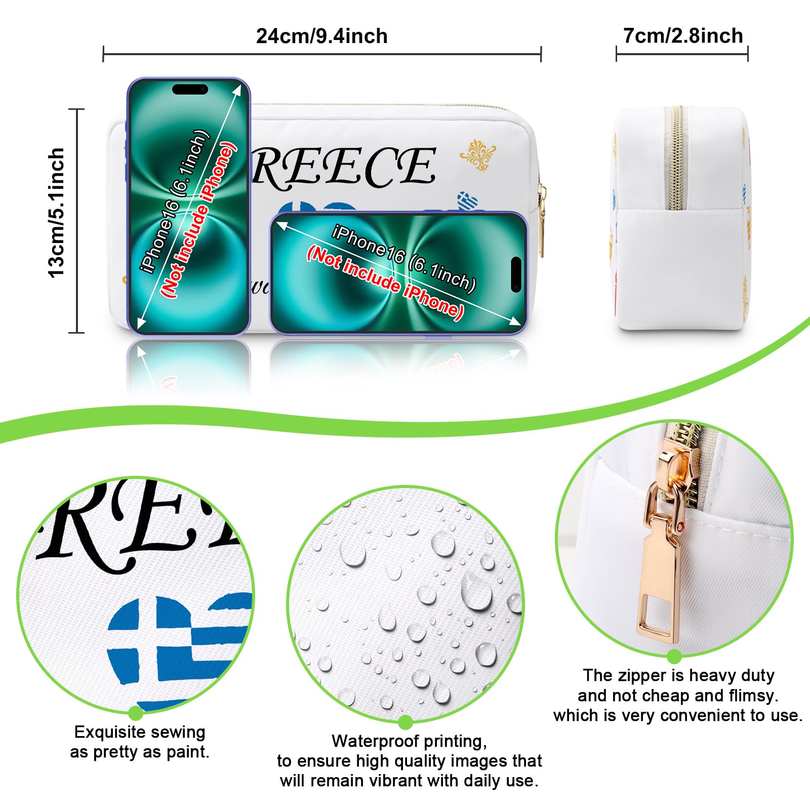 Greece Gifts for Women Makeup Bag Gifts for Greece Lovers Greece Trip Gift Greek Gift Greece Travel Gifts for Family Friendship Gift Greek Vocation Cosmetic Bag Girls Weekend Gift Travel Pouch