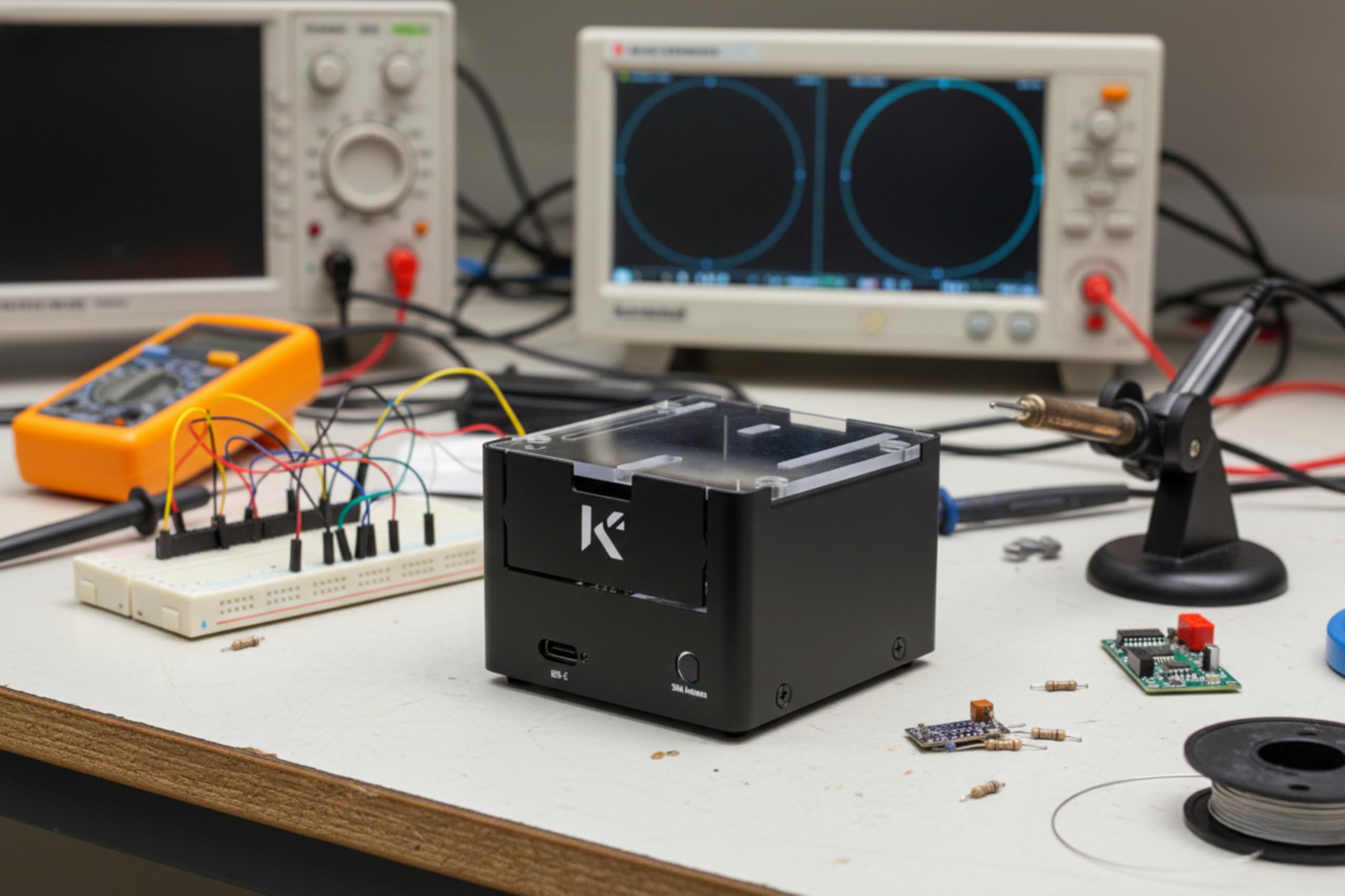 KKSB Custodia per Arduino Uno Q – Custodia alta in alluminio e acciaio con coperchio in policarbonato trasparente