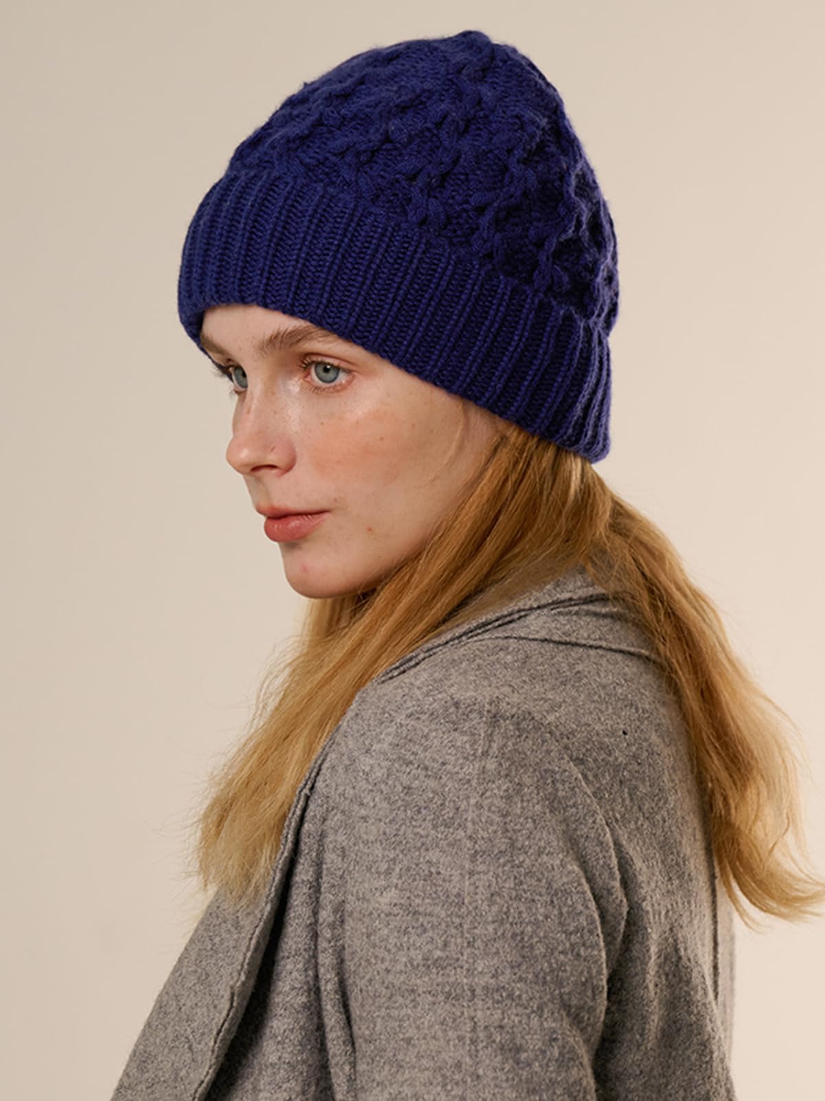 Mujer Gorro Beanie de Punto con Puños Color Liso, Hombre Cuff Sombrero con Vuelta Suave y Cálido Otoño Invierno, 30% Cachemira y 70% Lana, Exterior Casual Skull Gorra para Esquí Ciclismo