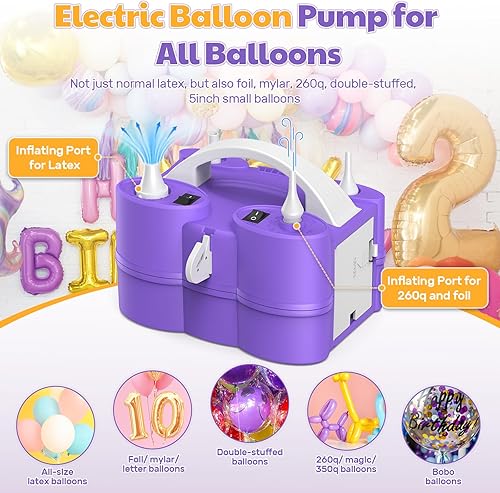 Miniatura 2 de Keaibuding Balloon Pump Electric 3-in-1 Portable Air Pump for Inflatables and Balloons, Fast Inflation for 260q Foil Mylar Latex Double-Stuffed