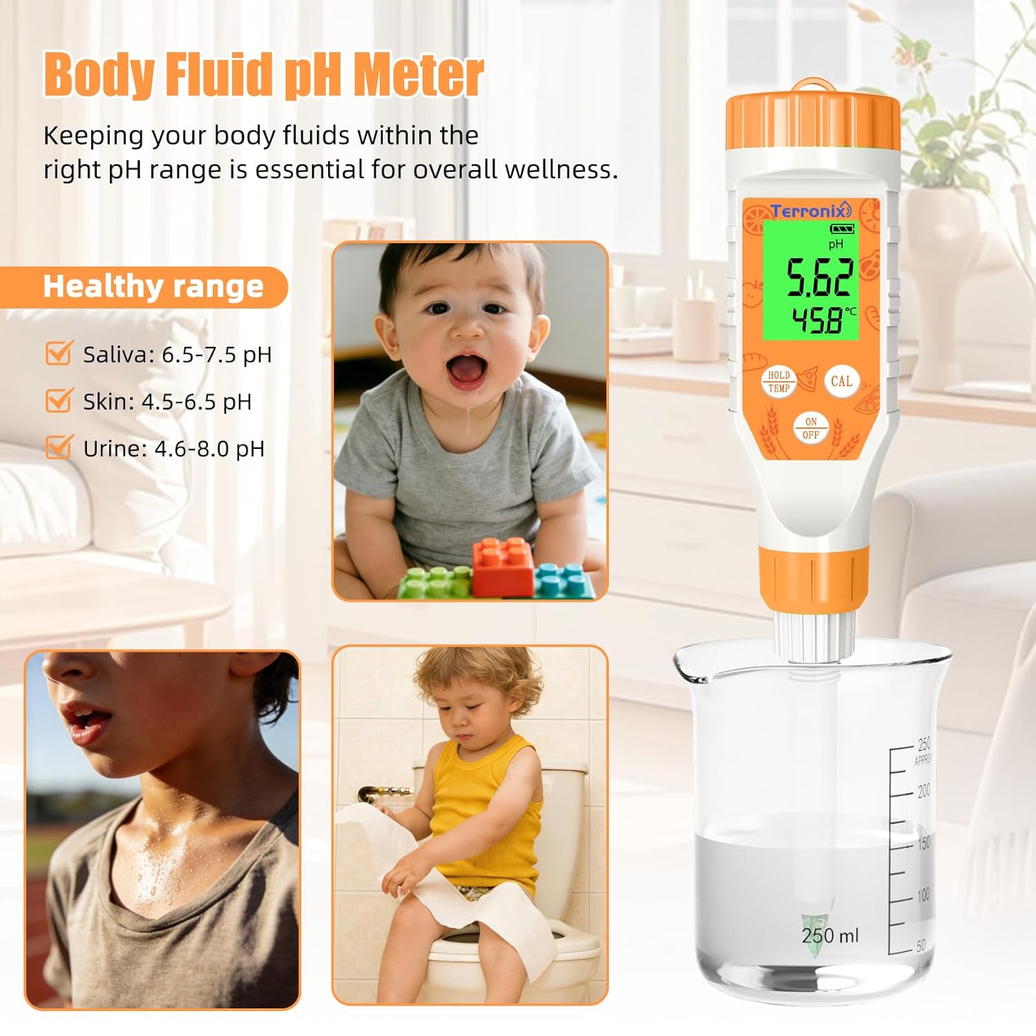 Food pH Meter Digital pH Tester for Food Fermentation Canning Cooking – Accurate pH Meter for Sourdough Bread, Cheese, Hot Sauce, Yogurt – Smart Water Resistant Food