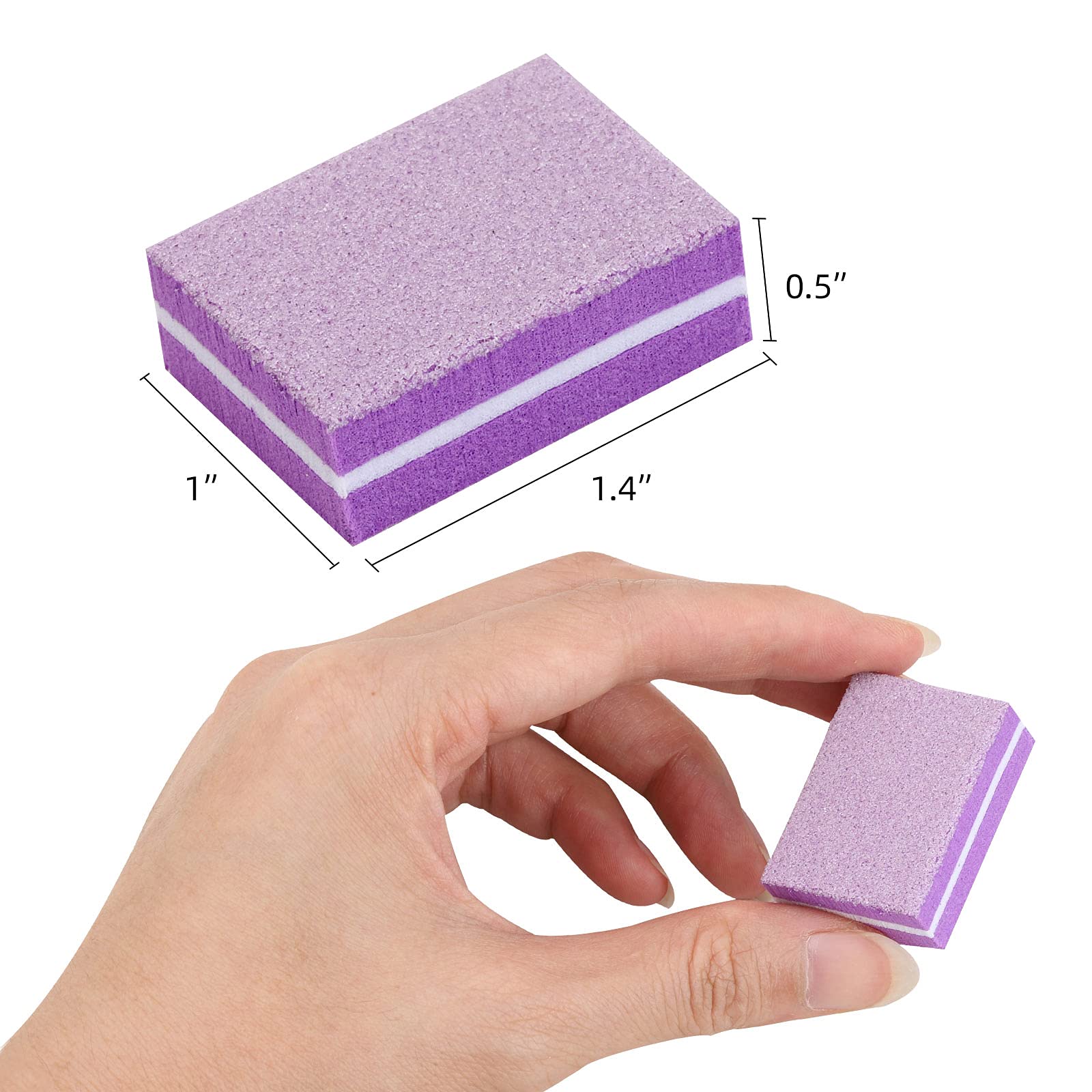 100 Pcs Mini Buffers for Nails 180/100 Grit Mini Nail Buffer Purple Nail Buffers for Natural Nails 4