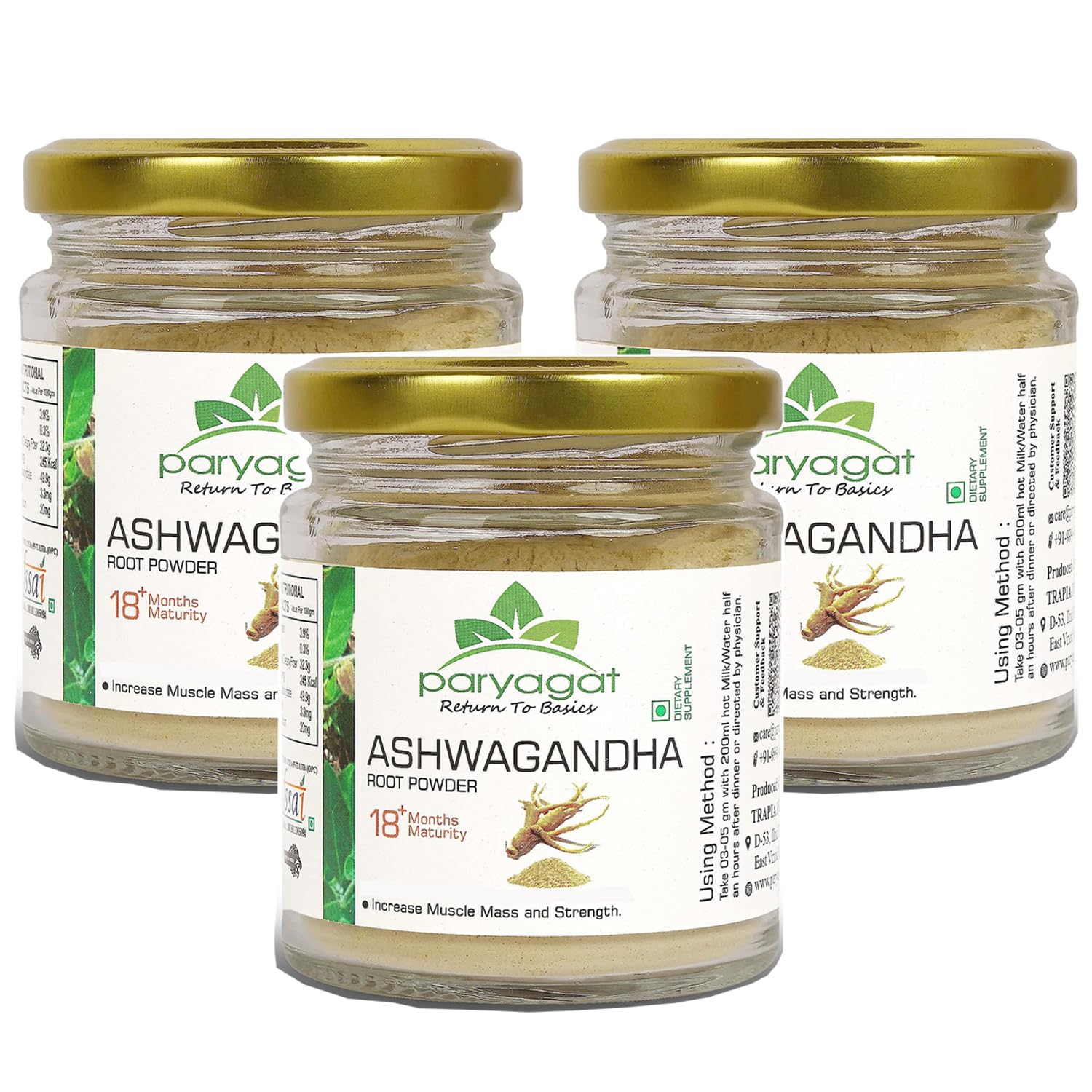 Paryagat 100% Pure Ashwagandha Root Powder (Withania Somnifera) for Natural Immunity, Boost Energy & Endurance, Anxiety, Stress Relief (100 gram - Pack of 3) (B097Q4JH4V) Amazon Price History, Amazon Price Tracker