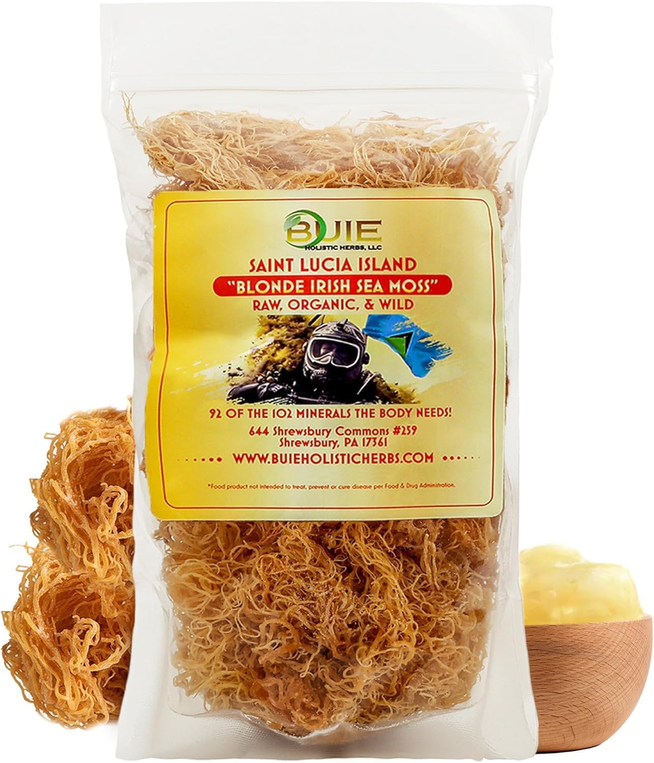 Golden Irish Sea Moss | Wildcrafted from St. Lucia | 8oz Makes ~120+ oz Sea Moss Gel | 100% Natural, Raw & Sun-Dried | Dr. Sebi Inspired, Nutrient-Rich Irish Moss for Health & Wellness
