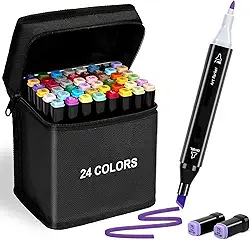 Canetas Coloridas Canetinhas Marcador TOUCH Kit Profissional Premium Desenho Conjunto 24,36,48,60,80,120 Cores Canetinha Colorida Ponta Dupla Permanente Colorir Escolar Artistico Duas Pontas (24)