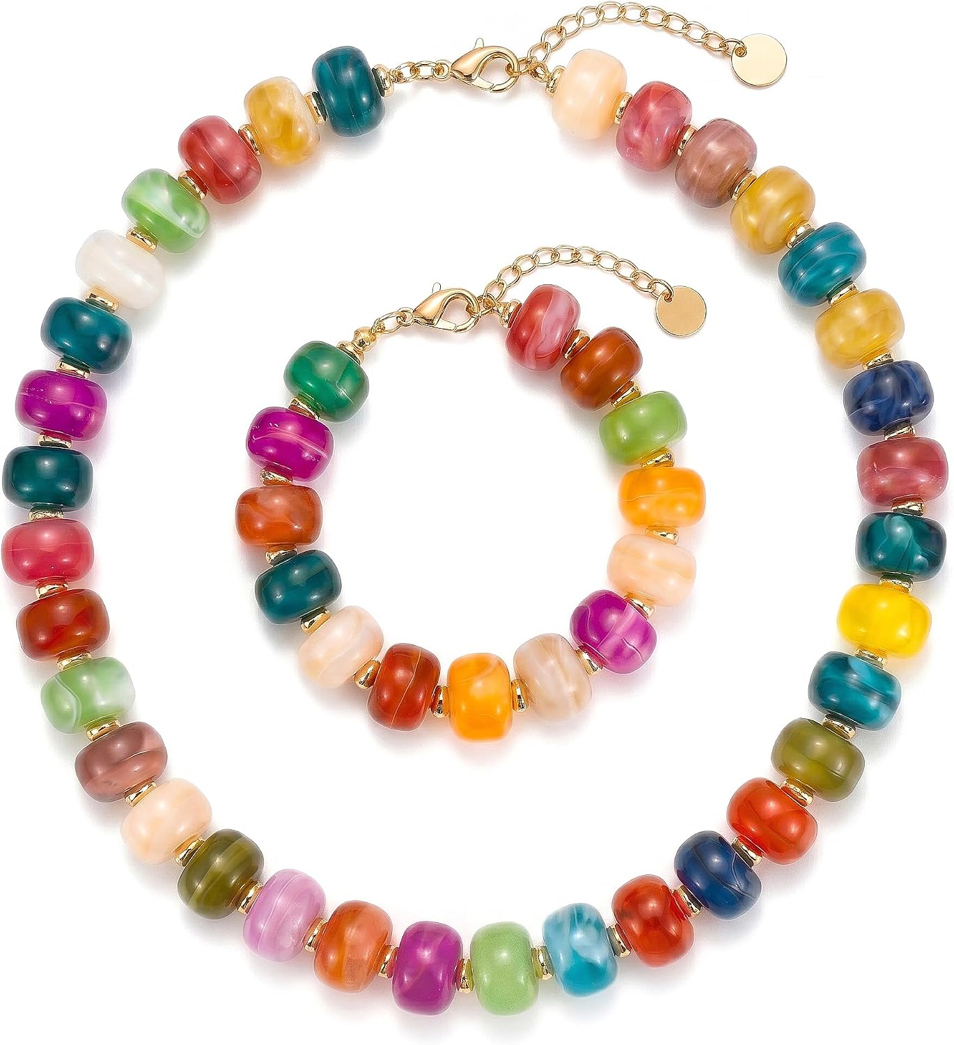 Chunky Bead Necklace and Bracelet Set for Women Boho