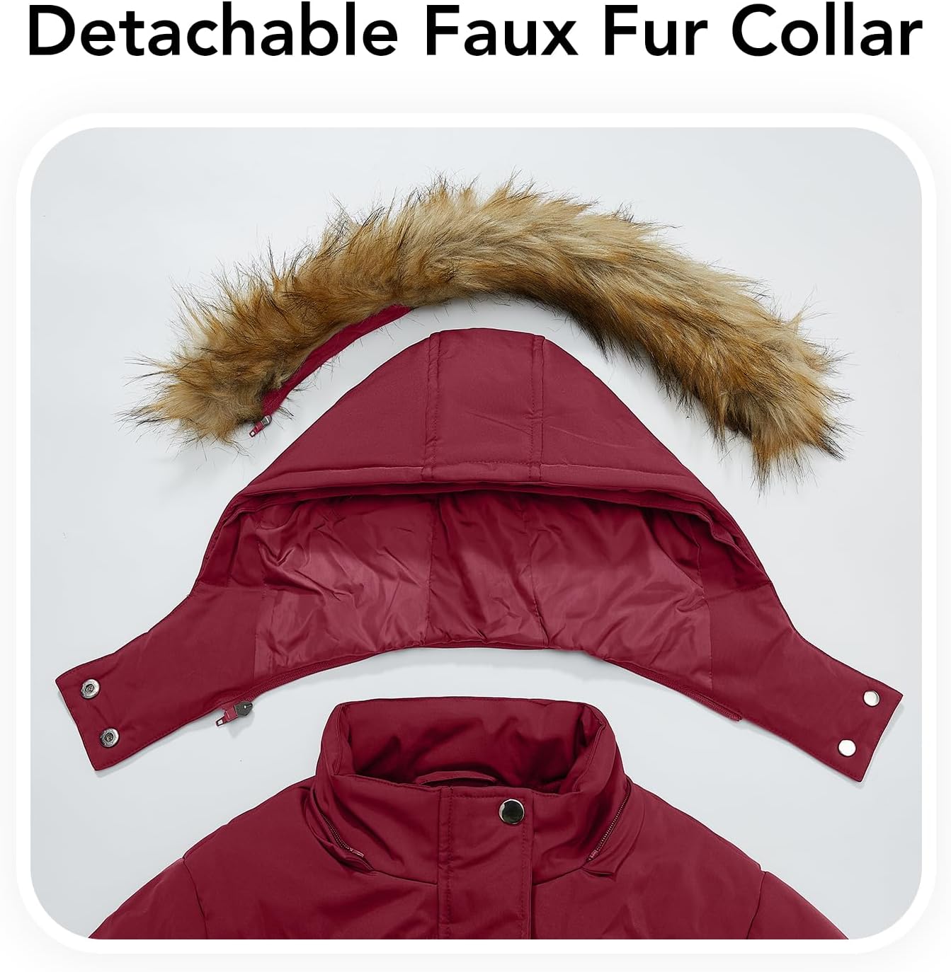 Garemcy Women's Winter Coat Water Repellent Long Puffer Jacket Warm Parka with Detachable Fur-trim Hood - Image 7