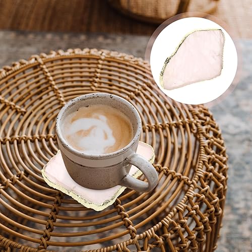 Miniatura 2 de Luxshiny Posavasos de cuarzo rosa con ágata de cristal natural, geoda, rodajas de piedras preciosas irregulares para bar, bebidas, tapete para