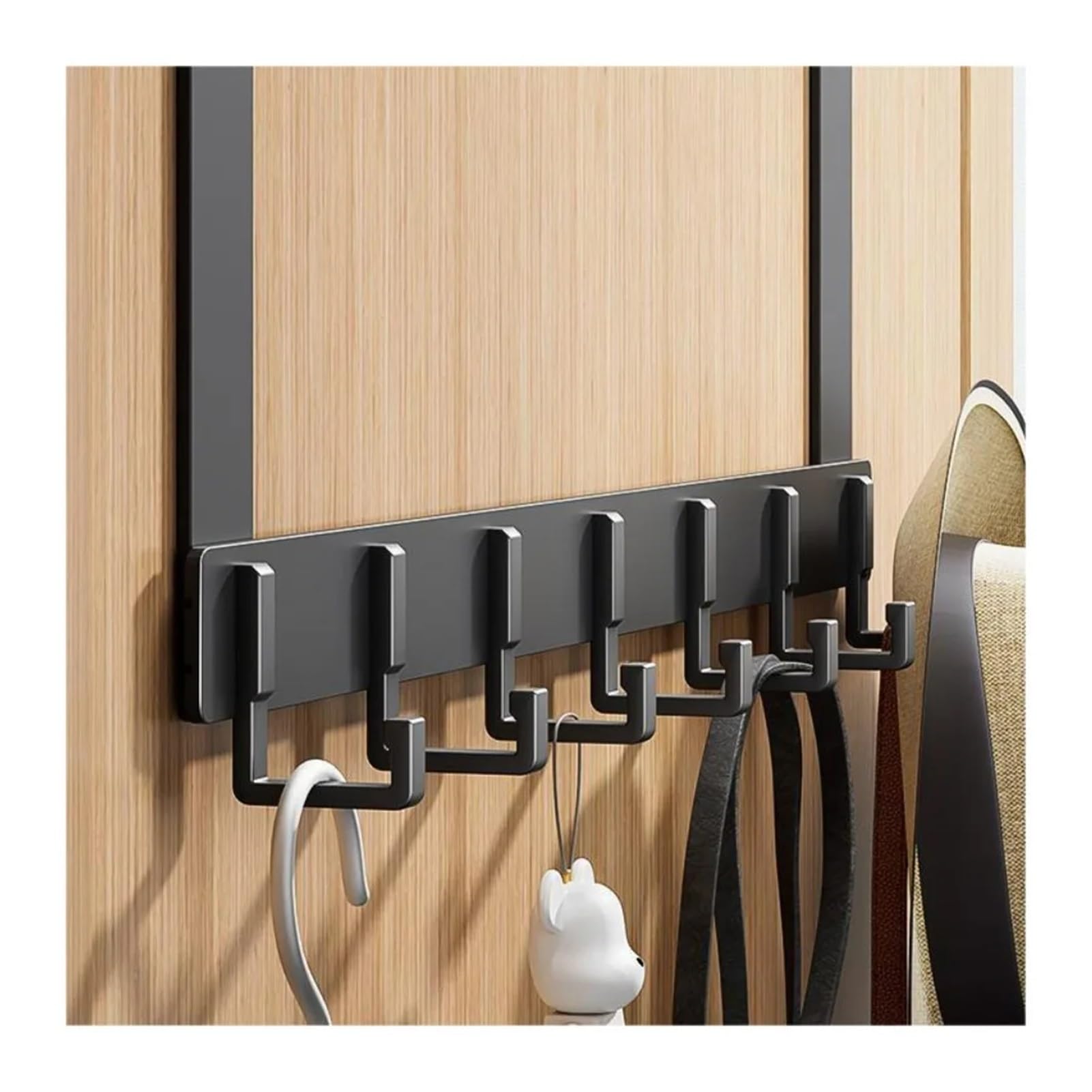 Gancho en la puerta gancho de almacenamiento sobre la puerta, 6 ganchos, perchas, abrigo, sombrero, toallero, estante organizador para el hogar, baño, cocina, soporte para accesorios (blanco-11