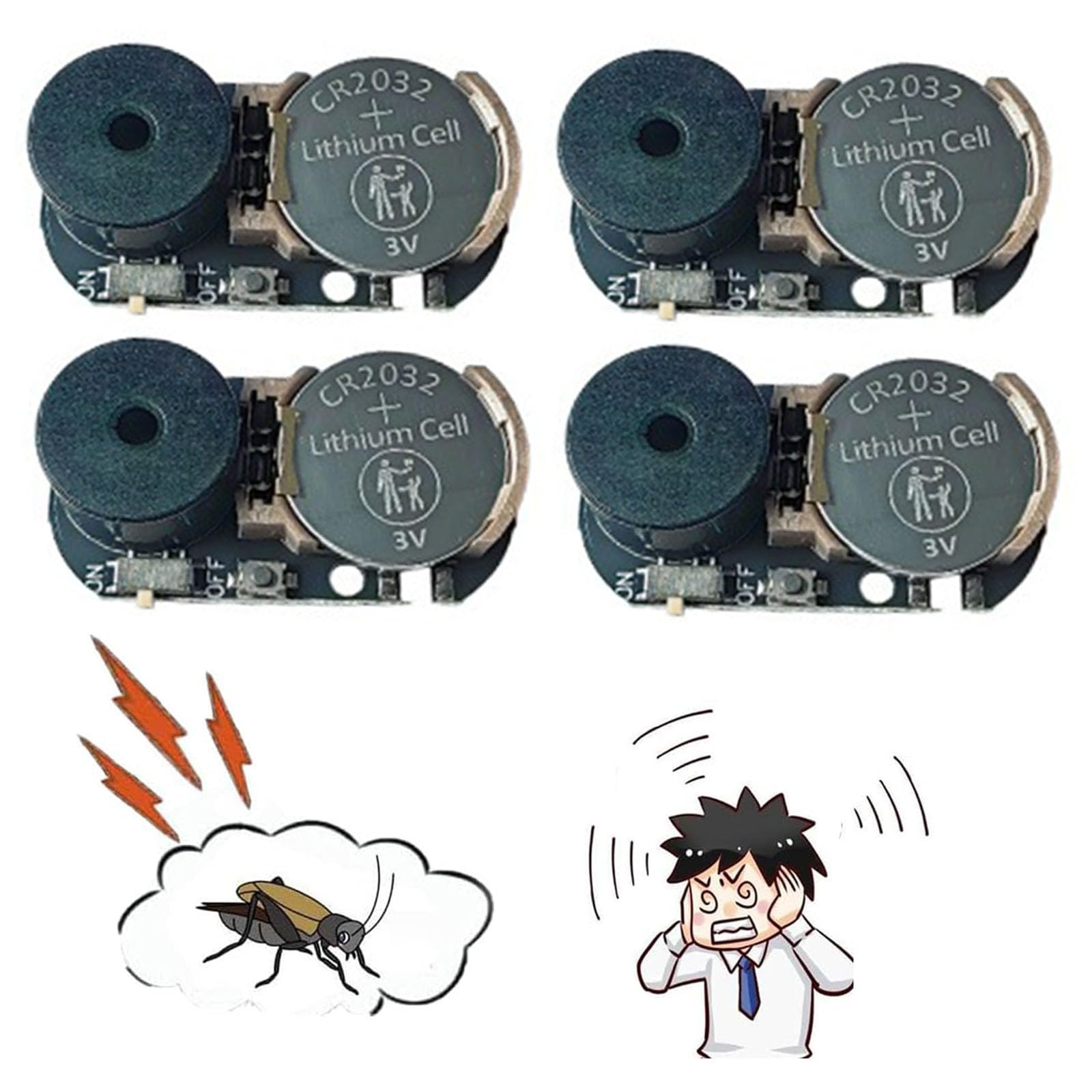 4 Pack New 20 Sounds Annoyatron Noise Maker Prank, Prank Noise Maker Hidden, Beeping Several Months, Office Pranks for Coworkers, Devices to Annoy Neighbors, Funny Office Pranks for Adults (Black)
