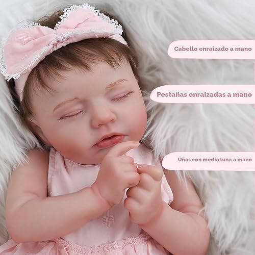 Miniatura 2 de KSBD Muñecas Reborn Baby Girl  Muñeca de bebé recién nacida realista de 20 pulgadas, cuerpo de tela hecha a mano, muñeca Reborn con peso suave,