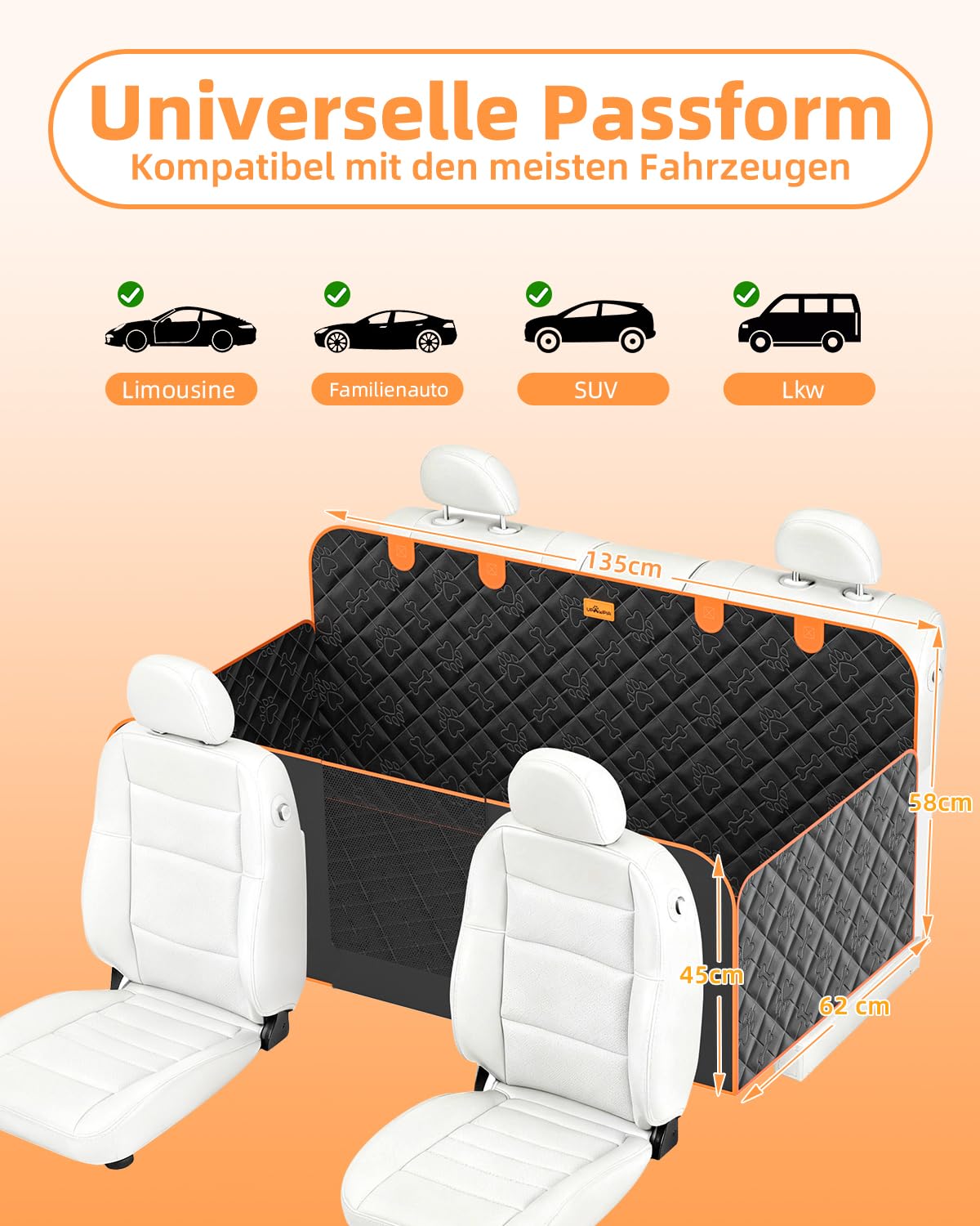Harter Unterseite Hundedecke Auto Rückbank Wasserdicht Kratzfeste Hund Auto Rückbank Verbreitert Hundematte Auto Rückbank Universal für PKWs, LKWs und SUVs mit Sicherheitsgurt