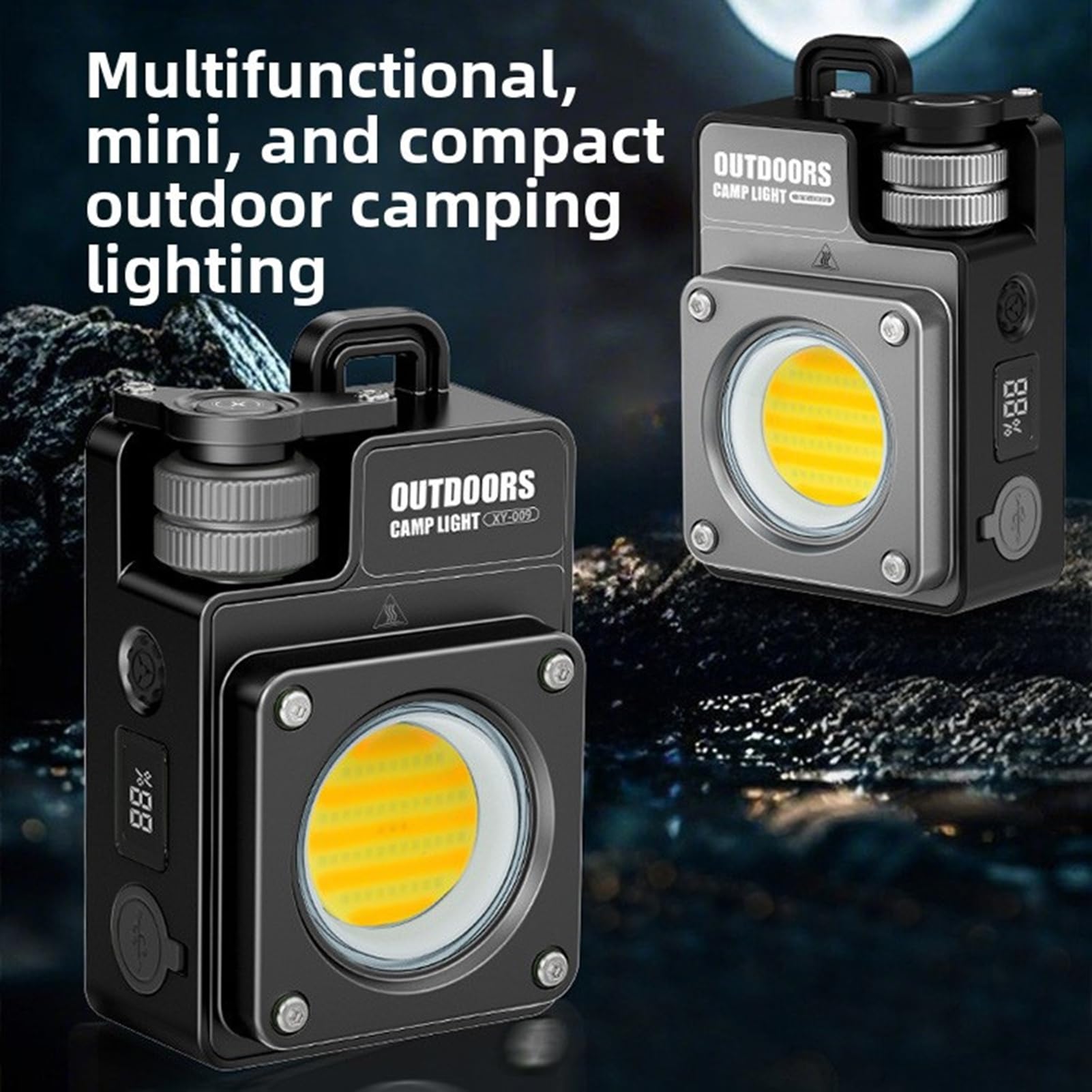 Campingleuchten, 3500 Lm LED-Laterne und Taschenlampe mit Wiederaufladbarem 3000-mAh-Akku, Einstellbare Helligkeit für Camping, Wandern, Notstromausfall (BLACK)