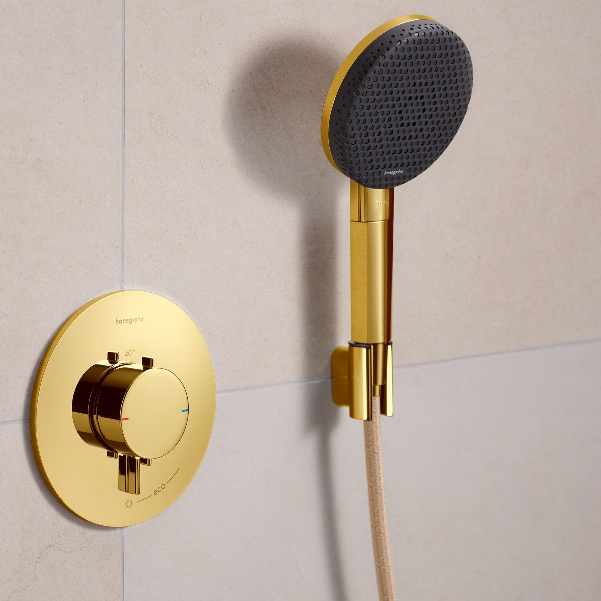 hansgrohe Porter Fine - Shower Head Holder, Shower Holder for Shower Hoses with conical nut Polished Gold Optic, 28885990 - Image 4